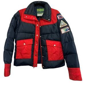 Vintage Beconta Down Puffer Ski Jacket Aspen Highlands Patch Womens 14
